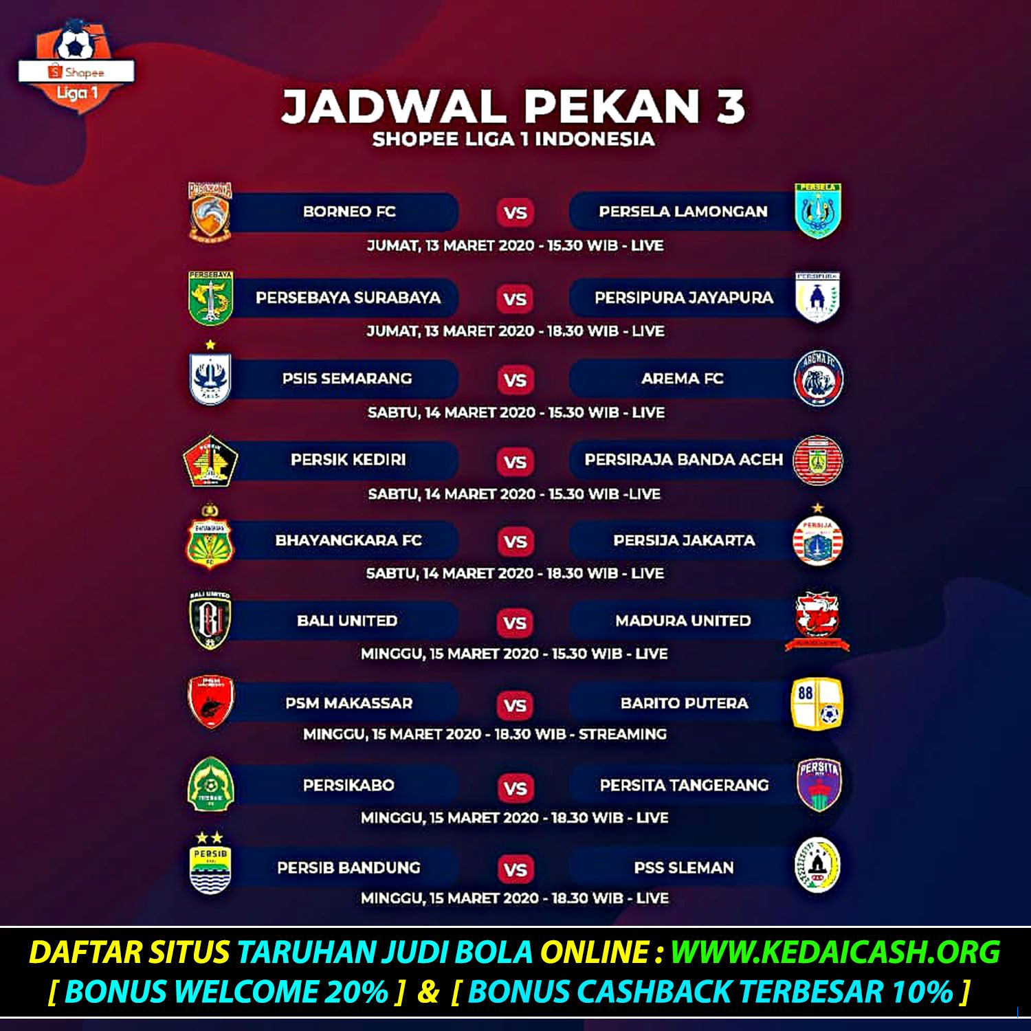 Jadwal Liga 1 2025 Pekan ke-7 Terbaru